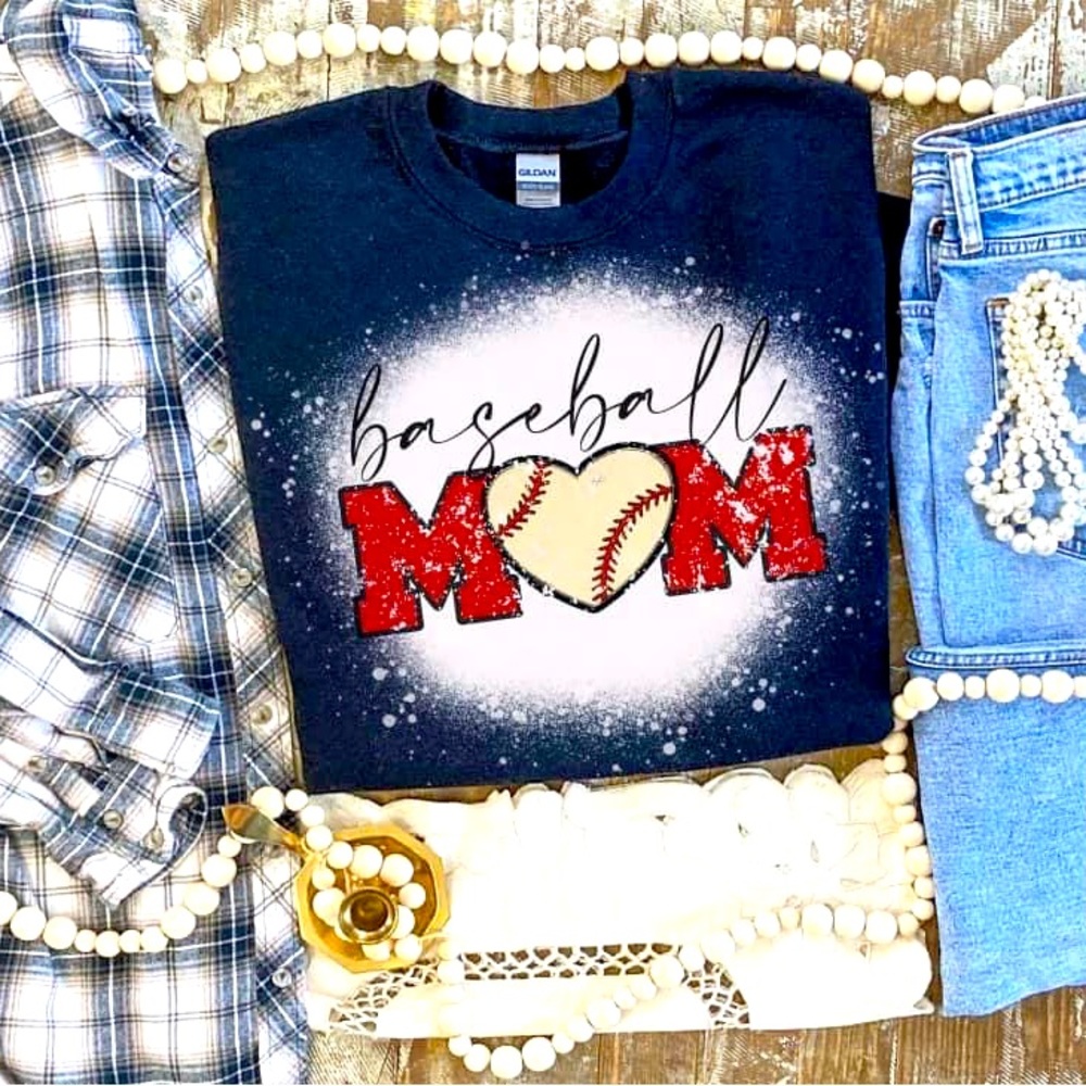 BASEBALL TEE mom tshirt BELLA nwt M top red NAVY summer SHIRT gameday